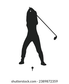 golf player silhouette. golfer silhouette. Vector silhouette of golfer on white background. black golf player isolated on white background. cutout golf player. hand drawn design. vector illustration.