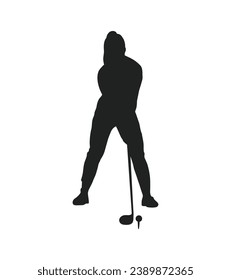 golf player silhouette. golfer silhouette. Vector silhouette of golfer on white background. black golf player isolated on white background. cutout golf player. hand drawn design. vector illustration.