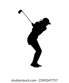golf player silhouette. golfer silhouette. Vector silhouette of golfer on white background. black golf player isolated on white background. cutout golf player. hand drawn design. vector illustration.