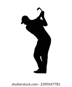 golf player silhouette. golfer silhouette. Vector silhouette of golfer on white background. black golf player isolated on white background. cutout golf player. hand drawn design. vector illustration.