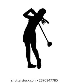 Golfspieler Silhouette. Golfer-Silhouette. Vektor-Silhouette des Golfers auf weißem Hintergrund. schwarzer Golfspieler einzeln auf weißem Hintergrund. ausgebauter Golfspieler. handgezeichnet. Vektorgrafik.