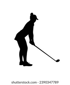 silueta de jugador de golf. silueta dorada. Silueta vectorial de golfista sobre fondo blanco. jugador de golf negro aislado de fondo blanco. jugador de golf de corte. diseño dibujado a mano. ilustración vectorial.