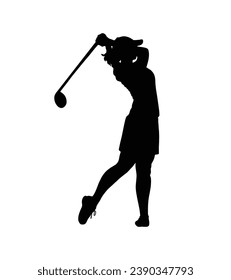 golf player silhouette. golfer silhouette. Vector silhouette of golfer on white background. black golf player isolated on white background. cutout golf player. hand drawn design. vector illustration.