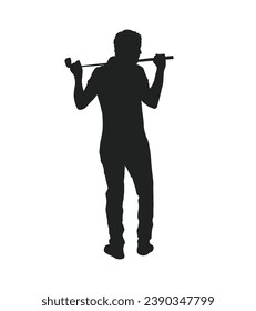 golf player silhouette. golfer silhouette. Vector silhouette of golfer on white background. black golf player isolated on white background. cutout golf player. hand drawn design. vector illustration.