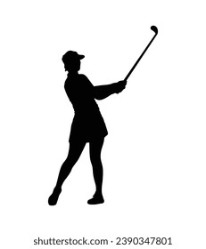 golf player silhouette. golfer silhouette. Vector silhouette of golfer on white background. black golf player isolated on white background. cutout golf player. hand drawn design. vector illustration.