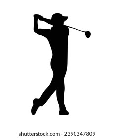 silueta de jugador de golf. silueta dorada. Silueta vectorial de golfista sobre fondo blanco. jugador de golf negro aislado de fondo blanco. jugador de golf de corte. diseño dibujado a mano. ilustración vectorial.