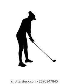 golf player silhouette. golfer silhouette. Vector silhouette of golfer on white background. black golf player isolated on white background. cutout golf player. hand drawn design. vector illustration.