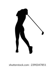 silueta de jugador de golf. silueta dorada. Silueta vectorial de golfista sobre fondo blanco. jugador de golf negro aislado de fondo blanco. jugador de golf de corte. diseño dibujado a mano. ilustración vectorial.