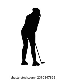 golf player silhouette. golfer silhouette. Vector silhouette of golfer on white background. black golf player isolated on white background. cutout golf player. hand drawn design. vector illustration.