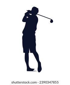 golf player silhouette. golfer silhouette. Vector silhouette of golfer on white background. black golf player isolated on white background. cutout golf player. hand drawn design. vector illustration.