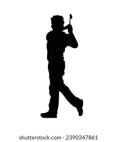 silueta de jugador de golf. silueta dorada. Silueta vectorial de golfista sobre fondo blanco. jugador de golf negro aislado de fondo blanco. jugador de golf de corte. diseño dibujado a mano. ilustración vectorial.