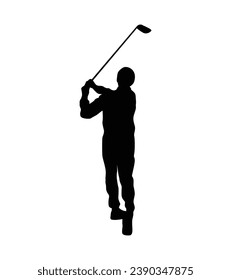 silueta de jugador de golf. silueta dorada. Silueta vectorial de golfista sobre fondo blanco. jugador de golf negro aislado de fondo blanco. jugador de golf de corte. diseño dibujado a mano. ilustración vectorial.