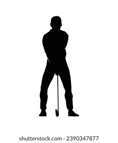 golf player silhouette. golfer silhouette. Vector silhouette of golfer on white background. black golf player isolated on white background. cutout golf player. hand drawn design. vector illustration.