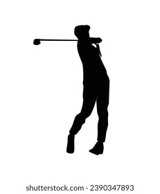 golf player silhouette. golfer silhouette. Vector silhouette of golfer on white background. black golf player isolated on white background. cutout golf player. hand drawn design. vector illustration.