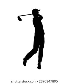 golf player silhouette. golfer silhouette. Vector silhouette of golfer on white background. black golf player isolated on white background. cutout golf player. hand drawn design. vector illustration.