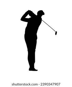 golf player silhouette. golfer silhouette. Vector silhouette of golfer on white background. black golf player isolated on white background. cutout golf player. hand drawn design. vector illustration.