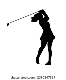 golf player silhouette. golfer silhouette. Vector silhouette of golfer on white background. black golf player isolated on white background. cutout golf player. hand drawn design. vector illustration.