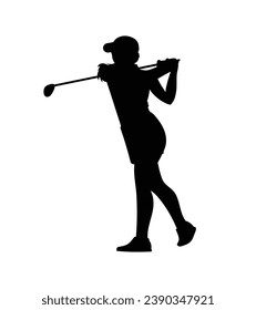 silueta de jugador de golf. silueta dorada. Silueta vectorial de golfista sobre fondo blanco. jugador de golf negro aislado de fondo blanco. jugador de golf de corte. diseño dibujado a mano. ilustración vectorial.