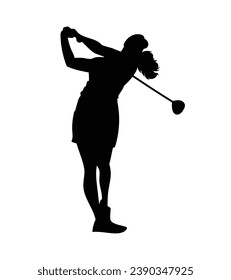 golf player silhouette. golfer silhouette. Vector silhouette of golfer on white background. black golf player isolated on white background. cutout golf player. hand drawn design. vector illustration.