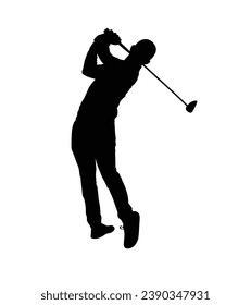 golf player silhouette. golfer silhouette. Vector silhouette of golfer on white background. black golf player isolated on white background. cutout golf player. hand drawn design. vector illustration.