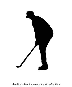 golf player silhouette. golfer silhouette. Vector silhouette of golfer on white background. black golf player isolated on white background. cutout golf player. hand drawn design. vector illustration.