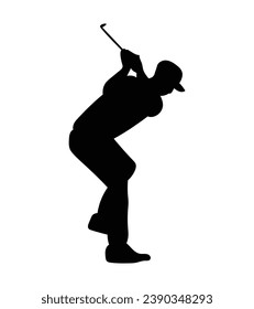 golf player silhouette. golfer silhouette. Vector silhouette of golfer on white background. black golf player isolated on white background. cutout golf player. hand drawn design. vector illustration.