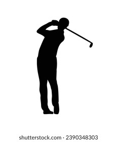 golf player silhouette. golfer silhouette. Vector silhouette of golfer on white background. black golf player isolated on white background. cutout golf player. hand drawn design. vector illustration.