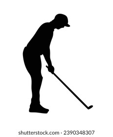 silueta de jugador de golf. silueta dorada. Silueta vectorial de golfista sobre fondo blanco. jugador de golf negro aislado de fondo blanco. jugador de golf de corte. diseño dibujado a mano. ilustración vectorial.
