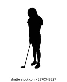 golf player silhouette. golfer silhouette. Vector silhouette of golfer on white background. black golf player isolated on white background. cutout golf player. hand drawn design. vector illustration.
