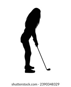 golf player silhouette. golfer silhouette. Vector silhouette of golfer on white background. black golf player isolated on white background. cutout golf player. hand drawn design. vector illustration.