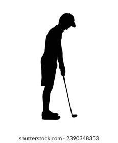 golf player silhouette. golfer silhouette. Vector silhouette of golfer on white background. black golf player isolated on white background. cutout golf player. hand drawn design. vector illustration.
