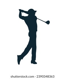 silueta de jugador de golf. silueta dorada. Silueta vectorial de golfista sobre fondo blanco. jugador de golf negro aislado de fondo blanco. jugador de golf de corte. diseño dibujado a mano. ilustración vectorial.
