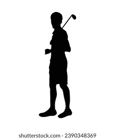 golf player silhouette. golfer silhouette. Vector silhouette of golfer on white background. black golf player isolated on white background. cutout golf player. hand drawn design. vector illustration.