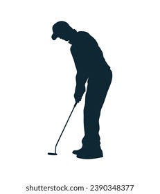 golf player silhouette. golfer silhouette. Vector silhouette of golfer on white background. black golf player isolated on white background. cutout golf player. hand drawn design. vector illustration.