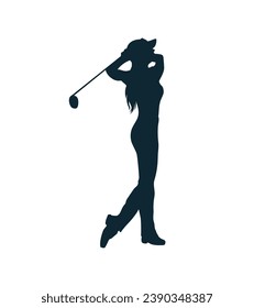 golf player silhouette. golfer silhouette. Vector silhouette of golfer on white background. black golf player isolated on white background. cutout golf player. hand drawn design. vector illustration.