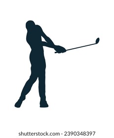 Golfspieler Silhouette. Golfer-Silhouette. Vektor-Silhouette des Golfers auf weißem Hintergrund. schwarzer Golfspieler einzeln auf weißem Hintergrund. ausgebauter Golfspieler. handgezeichnet. Vektorgrafik.