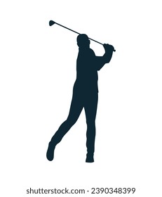 golf player silhouette. golfer silhouette. Vector silhouette of golfer on white background. black golf player isolated on white background. cutout golf player. hand drawn design. vector illustration.