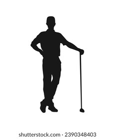 golf player silhouette. golfer silhouette. Vector silhouette of golfer on white background. black golf player isolated on white background. cutout golf player. hand drawn design. vector illustration.