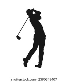 silueta de jugador de golf. silueta dorada. Silueta vectorial de golfista sobre fondo blanco. jugador de golf negro aislado de fondo blanco. jugador de golf de corte. diseño dibujado a mano. ilustración vectorial.