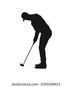 golf player silhouette. golfer silhouette. Vector silhouette of golfer on white background. black golf player isolated on white background. cutout golf player. hand drawn design. vector illustration.