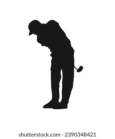 silueta de jugador de golf. silueta dorada. Silueta vectorial de golfista sobre fondo blanco. jugador de golf negro aislado de fondo blanco. jugador de golf de corte. diseño dibujado a mano. ilustración vectorial.