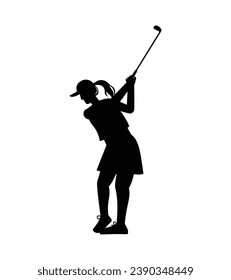 golf player silhouette. golfer silhouette. Vector silhouette of golfer on white background. black golf player isolated on white background. cutout golf player. hand drawn design. vector illustration.