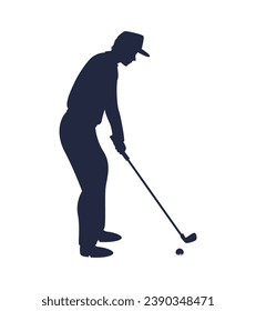 golf player silhouette. golfer silhouette. Vector silhouette of golfer on white background. black golf player isolated on white background. cutout golf player. hand drawn design. vector illustration.