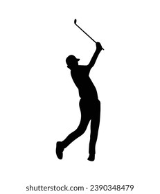 golf player silhouette. golfer silhouette. Vector silhouette of golfer on white background. black golf player isolated on white background. cutout golf player. hand drawn design. vector illustration.