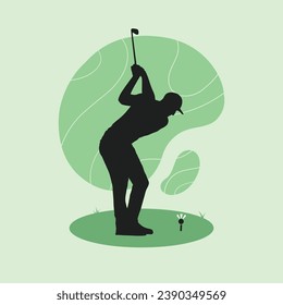 golf player silhouette. golfer silhouette. Vector silhouette of golfer on background. black golf player isolated on background. golf player hand drawn design. vector illustration.