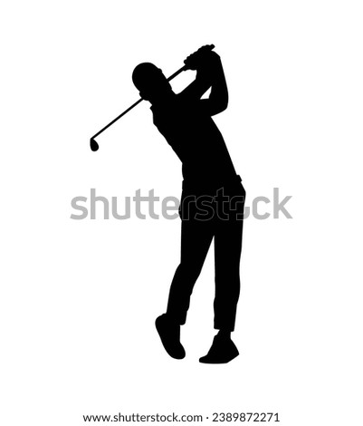 golf player silhouette. golfer silhouette. Vector silhouette of golfer on white background. black golf player isolated on white background. cutout golf player. hand drawn design. vector illustration.