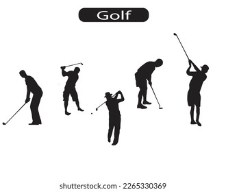 Silhouette Golf Player Vektorgrafik 