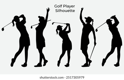 Golfspieler Silhouette .Dame Golfspieler einzeln auf weißem Hintergrund.