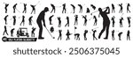 Golf player silhouette, male and female golf player silhouettes.
