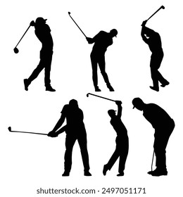 golf player silhouette shapes VOL5 Drawing